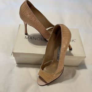 Nude/pink alligator skin, Manolo Blahnik’s